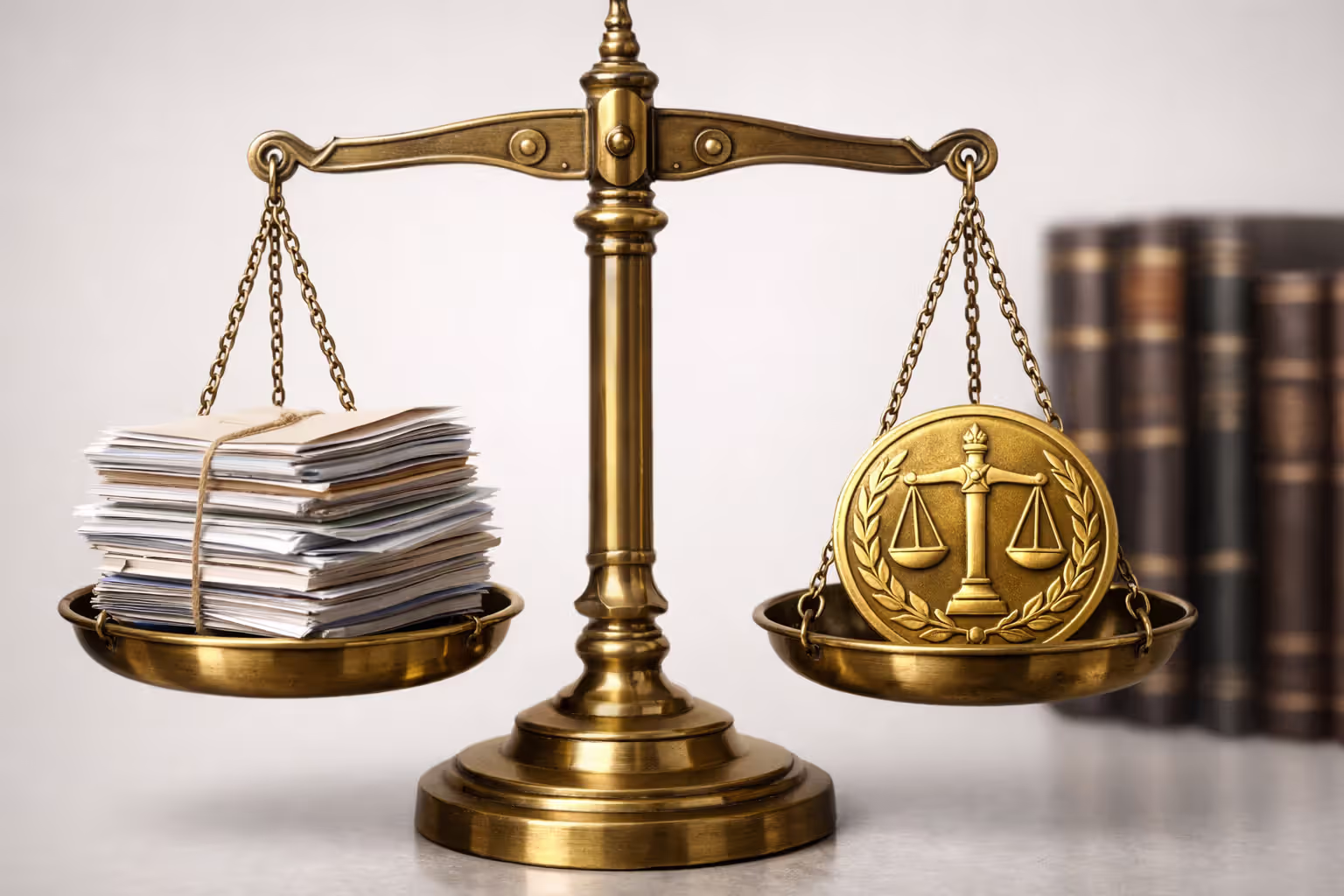 Scales of justice balancing legal documents symbolizing burden of proof in civil wrongful death cases